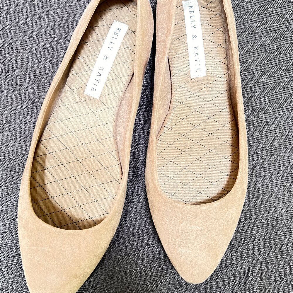Kelly &. Katie Beige Suede Flats - Size 9.5